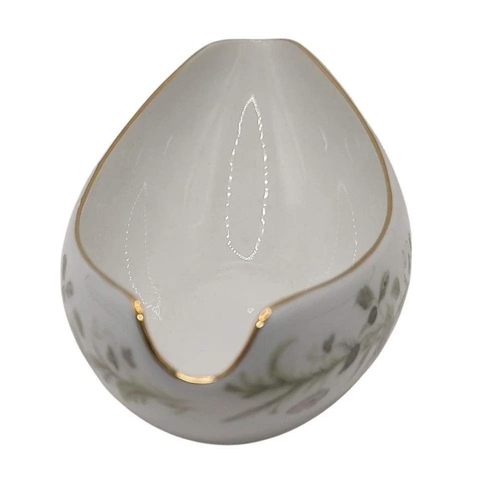 Vintage Sango Canterbury Oval Gravy Boat Floral Mid Century Modern Bone‎ China
